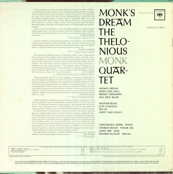 The Thelonious Monk Quartet - Monk's Dream